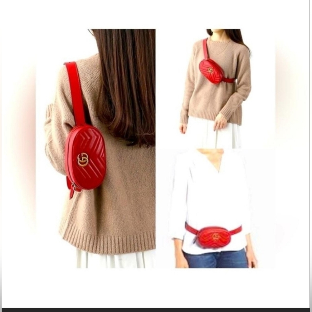Gucci GG Red Calfsking Belt Bag with Gold Logo - Picture 15 of 16